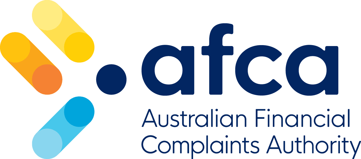 The AFCA logo features stylized colorful shapes and the text Australian Financial Complaints Authority.